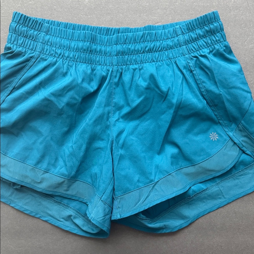 Athleta Mesh Racer Run Short 4" Teal Women's Shorts Size XS